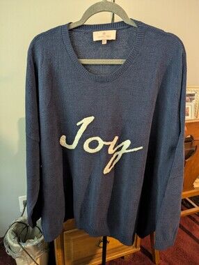 Laurie Felt Deep Navy Textured Crewneck Sweater